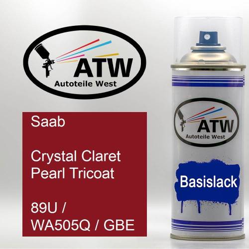 Saab, Crystal Claret Pearl Tricoat, 89U / WA505Q / GBE: 400ml Sprühdose, von ATW Autoteile West.